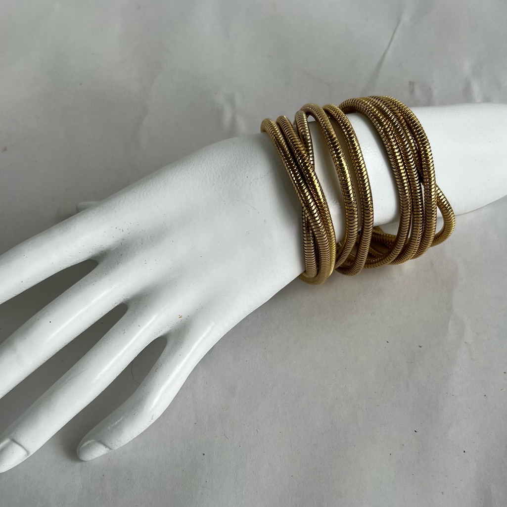 Womens Woven Gold Tone Bangle Bracelet